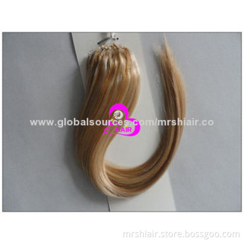 22-inch Piano Color 12#/22# Silk Straight Micro Loop Ring Hair Extensions